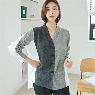 Contrast-panel Dip-back Boxy Cardigan