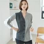 Contrast-panel Dip-back Boxy Cardigan