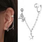 Unicorn & Star Chained Earring 1 Pc - With Earring Backs - Silver - One Size