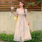 Puff-sleeve Print A-line Dress (various Designs)