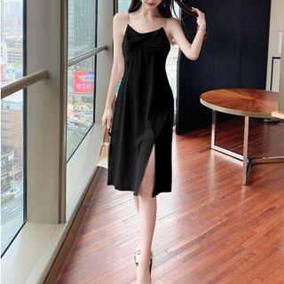 Plain Suspender Slit Dress