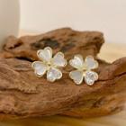 Flower Stud Earring 1 Pair - S925 Silver - Gold - One Size