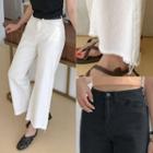 Frayed-hem Wide-leg Cotton Pants