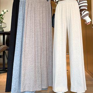 Knit High-waist Wide-cuff Pants