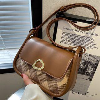 Panel Plaid Crossbody Bag