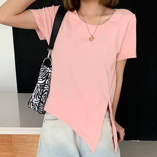 Asymmetrical Plain Short-sleeve T-shirt