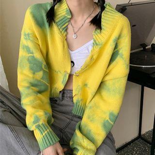 Tie Dye Cropped Cardigan As Shown In Figure - One Size