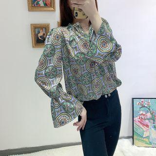 Printed Flared-sleeve Blouse