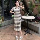 Striped Midi Polo Dress Stripe - One Size