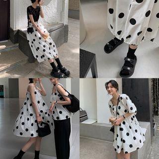 Dotted Spaghetti Strap Top / A-line Mini Dress / A-line Midi Skirt