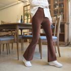 Elastic-waist Bell-bottom Corduroy Pants