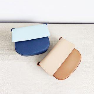 Faux Leather Two-tone Flap Crossbody Bag