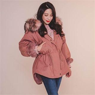 Detachable Faux-fur Hooded Oversized Parka