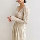 V-neck Crop Lace Blouse