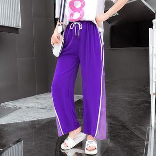 Sheer Panel Wide Leg Sweatpants
