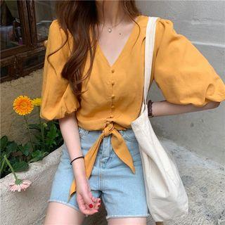 Elbow-sleeve Blouse / A-line Skirt