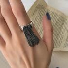 Fringed Alloy Open Ring J2360 - 1pc - Silver - One Size