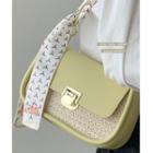 Woven Panel Flap Shoulder Bag