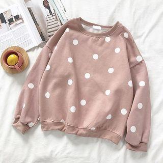 Crewneck Polka Dot Fleece Long-sleeve Sweatshirt