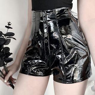 Faux Leather High-waist Hot Pants