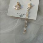 Non-matching Alloy Heart Faux Crystal Dangle Earring