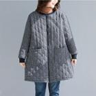 Plaid Zip Padded Jacket As Shown In Figure - One Size