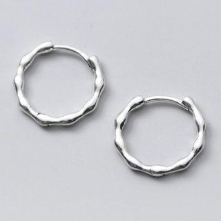 925 Sterling Silver Irregular Hoop Earring 1 Pair - 925 Sterling Silver Irregular Hoop Earring - One Size