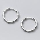 925 Sterling Silver Irregular Hoop Earring 1 Pair - 925 Sterling Silver Irregular Hoop Earring - One Size