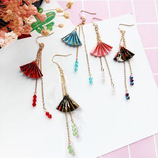 Print Fan Tasseled Earring