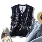 Jacquard Button-up Sweater Vest