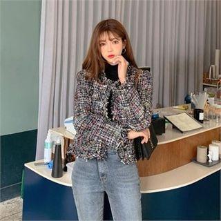 Fringed Tweed Jacket Black - One Size