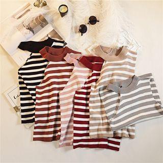 Sleeveless Cut Out Striped Knit Top