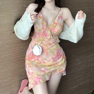 Spaghetti Strap Bodycon Floral Dress
