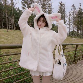 Rabbit Ear Hooded Button Jacket
