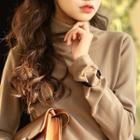 Hoop Detail Mock Neck Long Sleeve T-shirt