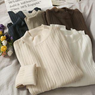 Mock-neck Rib-knit Sweater In 6 Colors