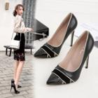 Pointy Toe Panel Cutout Pumps