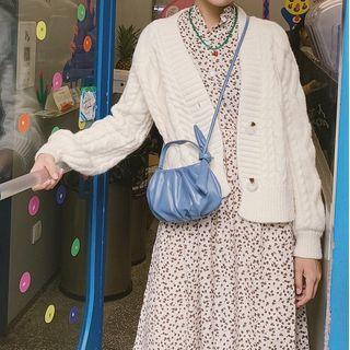 Cropped Linen Flower Loose-fit Cardigan