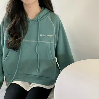 Long-sleeve Printed Cropped Hoodie