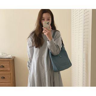 Stripe Flared Long Dress One Size