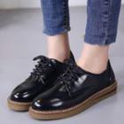 Faux Leather Hidden Wedge Lace-up Oxford