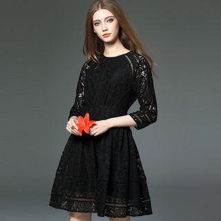 High-waist A-line Lace Dress