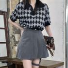Short-sleeve Check Polo Shirt / A-line Skirt