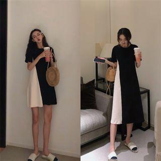 Two-tone Short Sleeve Dress