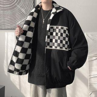 Two Way Check Fleece Zip Jacket