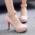 Flower Ankle-strap Platform Pumps