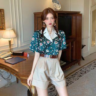 Floral Shirt / High Waist Wide Leg Pants