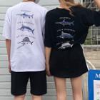 Couple Matching Fish Print Elbow-sleeve T-shirt