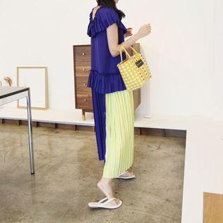 Two-tone Pleated Maxi Dress