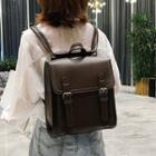 Stitch Trim Faux Leather Backpack